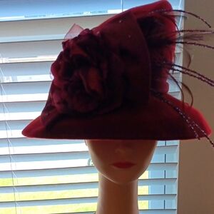 Elegant Burgundy Hat with Floral Accent